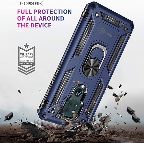Miniatura 5 de CoverON Soporte de anillo diseñado para Motorola Moto E7, funda resistente para teléfono, soporte magnético, color azul marino