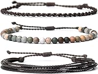 Vista 441 de Handmade Natural Stone Beaded Healing Bracelet Gift for Men Adjustable Rope String Bracelet