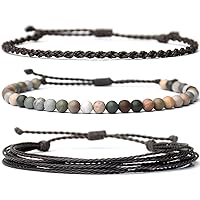 Vista 509 de Handmade Natural Stone Beaded Healing Bracelet Gift for Men Adjustable Rope String Bracelet (picasso jasper, Adjustable)