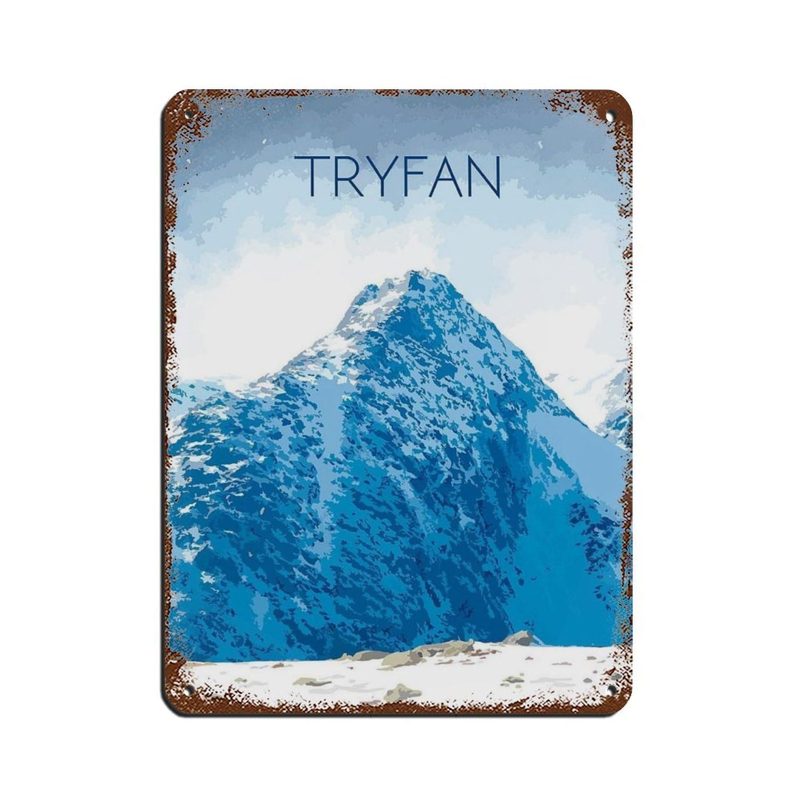 Lxwnze 30L X 40W Cm Tryfan Poster, Snowdonia National Park Retro Poster Metal Tin Sign Chic Art Retro Iron Painting Bar People Cave Cafe Family Garage Poster Wall Decoration 12X16inch(30X40cm)