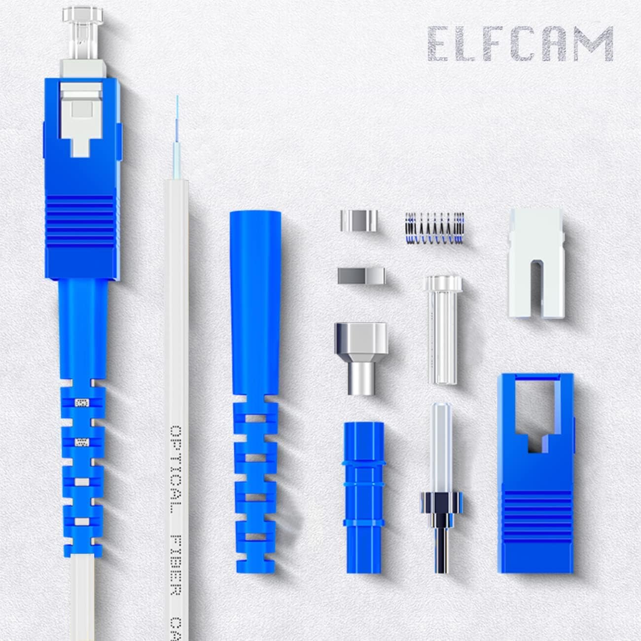 Elfcam® – Cavo/prolunga fibra ottica ( Freebox ) – Giarrettiera Simplex Monomodale SC-APC a SC-UPC – Schermatura e connettore rinforzato – Perdita molto affidabile – Bianco, 0,5 m