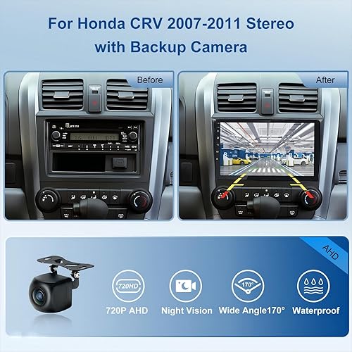 Miniatura 3 de Estéreo de coche para Honda CRV 2007-2011 con Carplay y Android Auto, pantalla táctil de 9 pulgadas Android Radio de coche compatible con Bluetooth