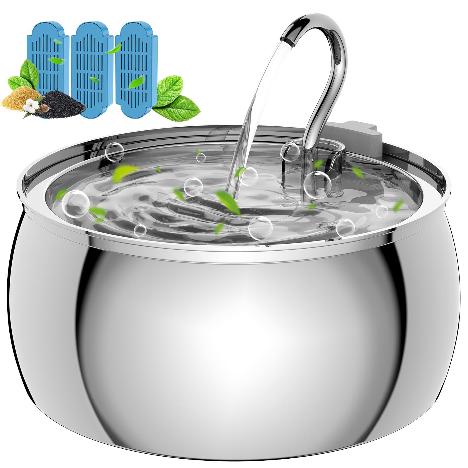 Stainless Steel Cat Water Fountain: 1.06 Gal Large Capacity Cat Fountain for Drinking - Ideal for Multiple Pets, Ultra Quiet Pump and Dishwasher Safe, Comes with 3 Replacement Filters