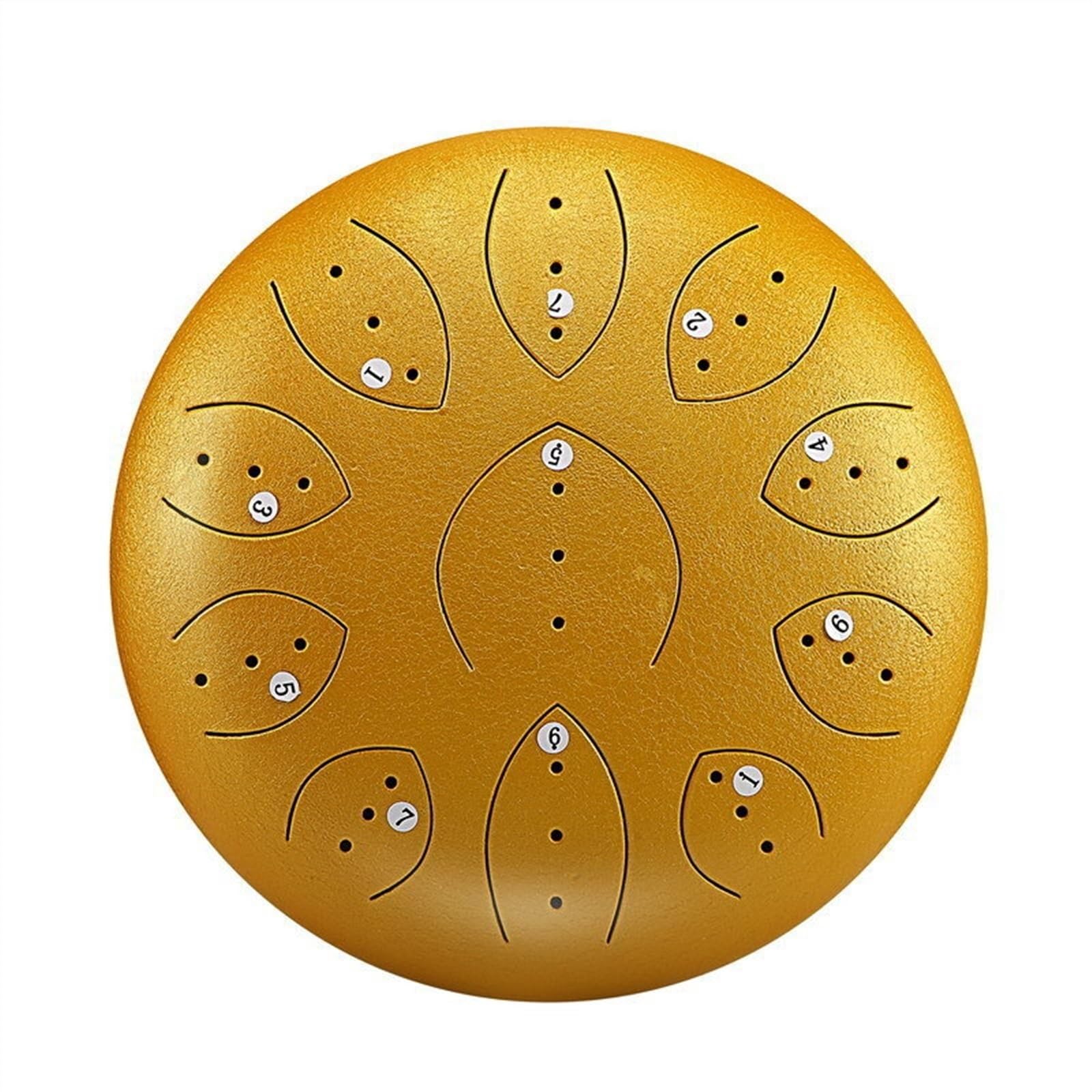 Bęben Językowy 12 Cali Muzyka Instrument Perkusyjny Stalowy Bęben Z Torbą Transportową, Pałki Perkusyjne, Dla Rozrywki, Medytacja(Yellow,12 INCH 11 NOTE_A)