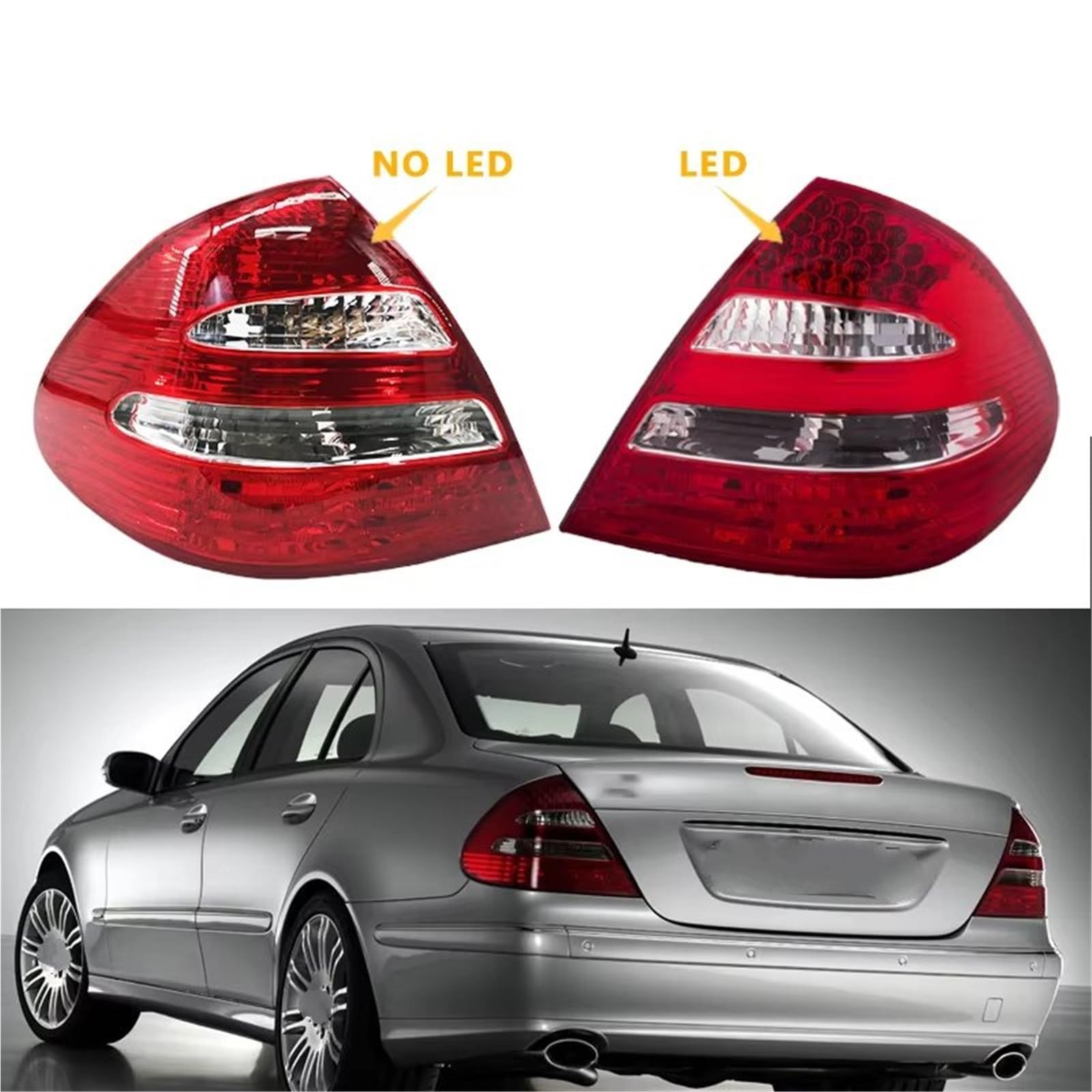 Piloto Trasero Para Mercedes Para Benz W211 E200 E220 E240 E280 2002 2003-2006 Luz Trasera De Freno Con Conjunto Parachoques LED Faro Trasero(Without LED Left)