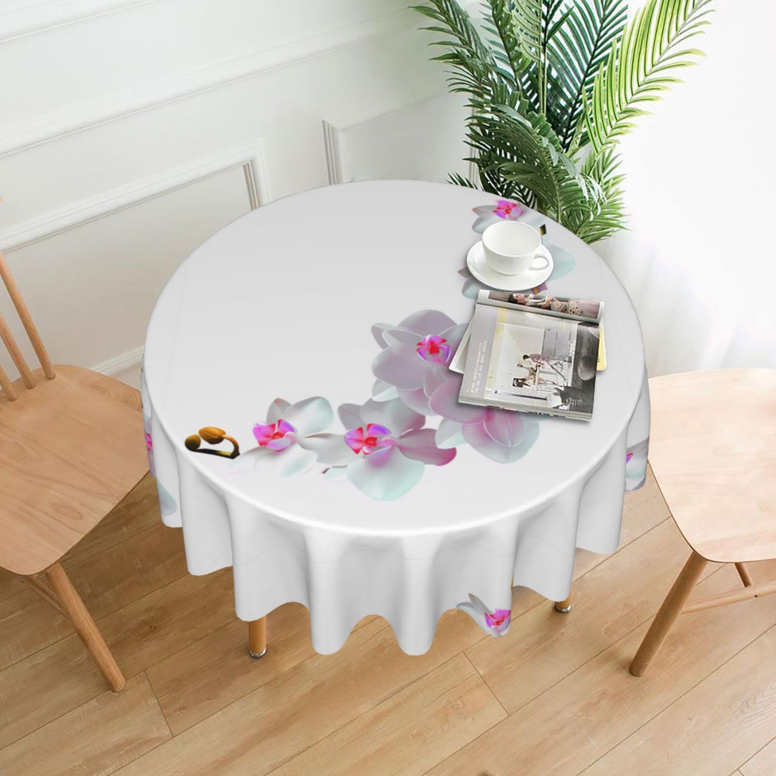 WHJSSF Cherry blossoms (1) Prints Round Decorative Tablecloth 60in - Elevate Your Dining Experience with a Stylish & Protective Table Throw