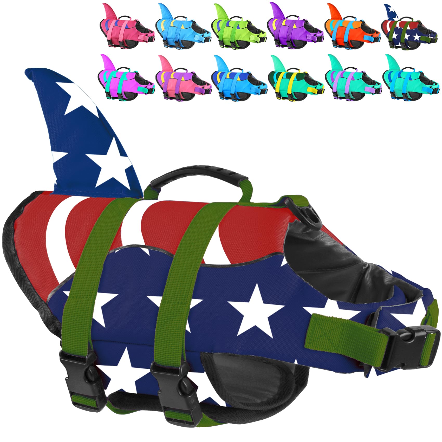 Fragralley Shark Fin Dog Life Jacket, High Buoyancy with Tear-Resistant Nylon of Dog Swim Vest, Pet Life Preserver for Small Medium Large Dogs, Puppy