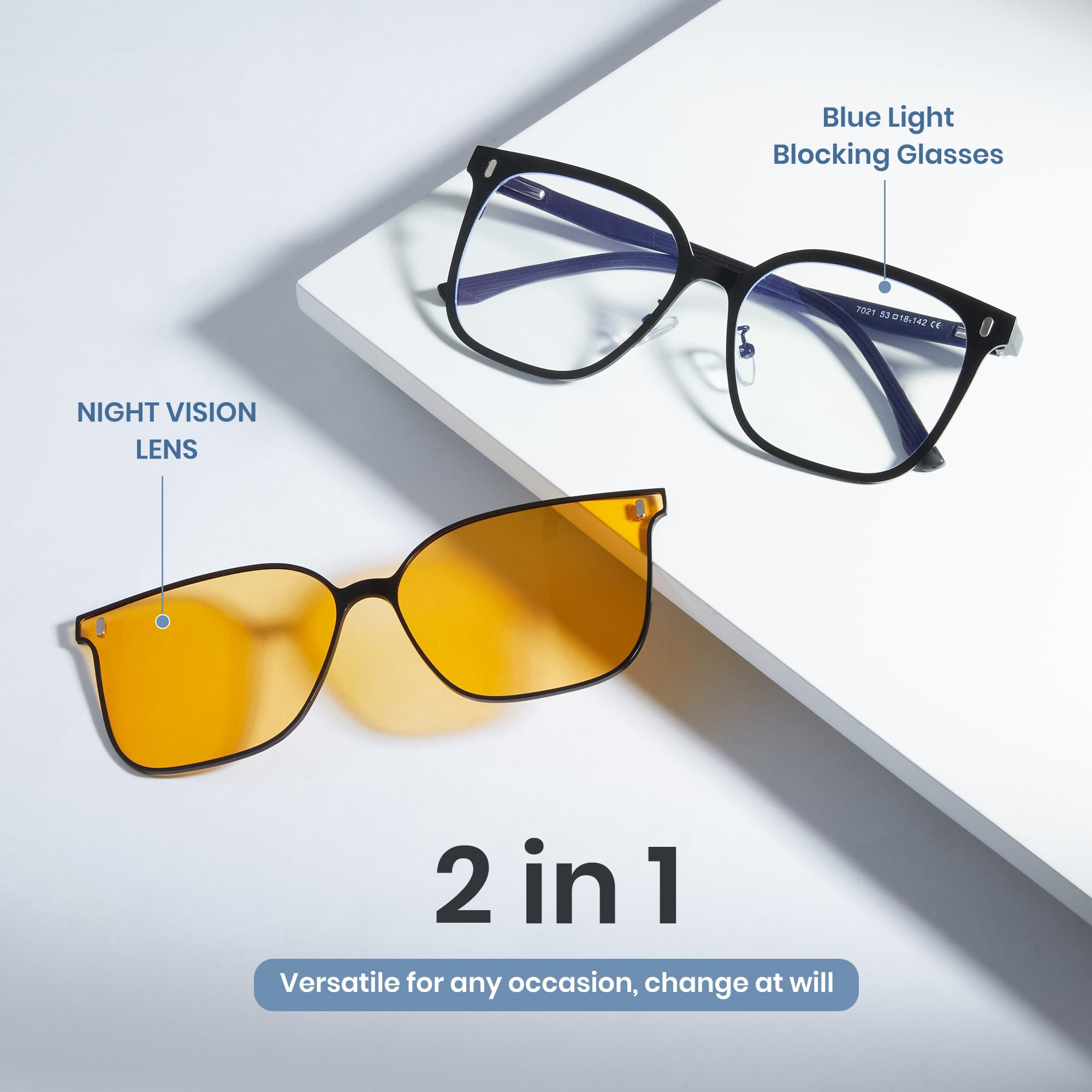 Cyxus Brillengestelle mit Magnetisch Clip Polarisierte Sonnenbrille Herren Damen Leichtes Rahmen Sonnenbrille UV 400 für Fahren Angeln Reisen P1210