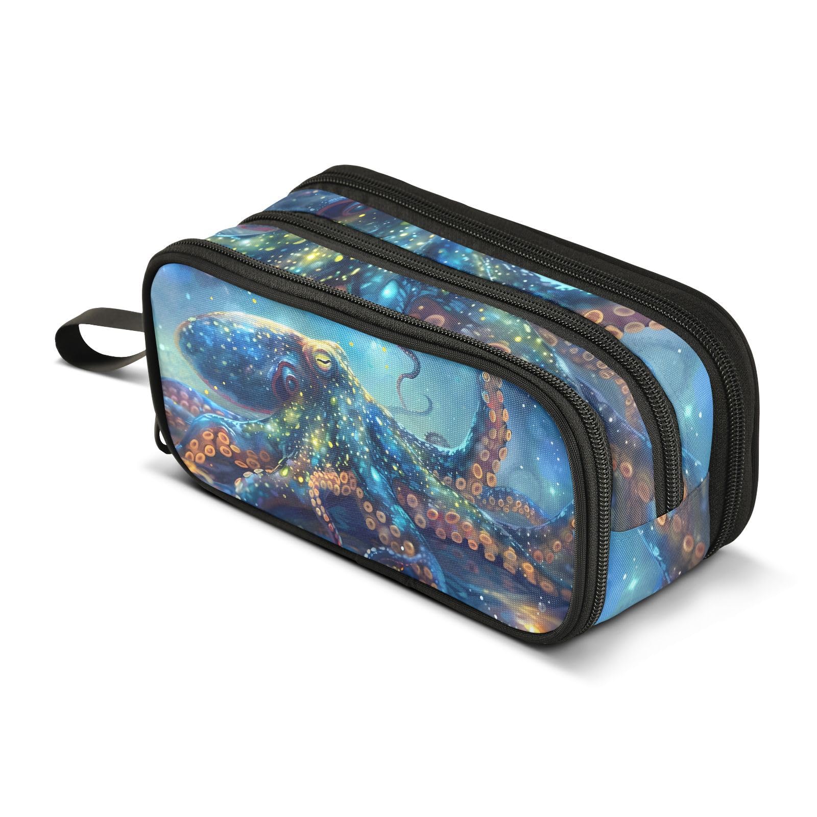 BOENLE Pencil Case for Boys and Girls, Large Pencil Case with Zipper Compartments, Large Capacity Organizer for Kids, Teens, Adults, School and Office, Octopus, 8.86x3.54x4.33in, Bag