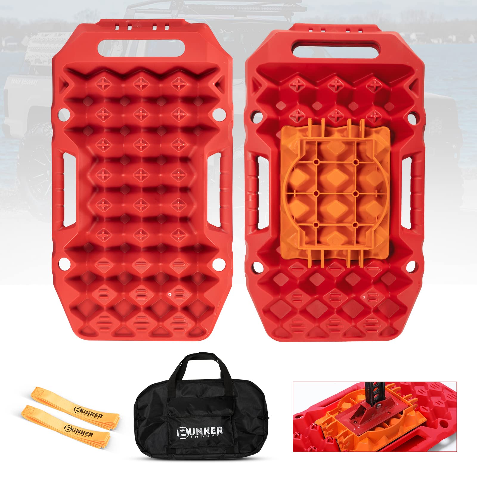 BUNKER INDUST OffRoad Traction Boards with Jack Lift Base,2 Pcs