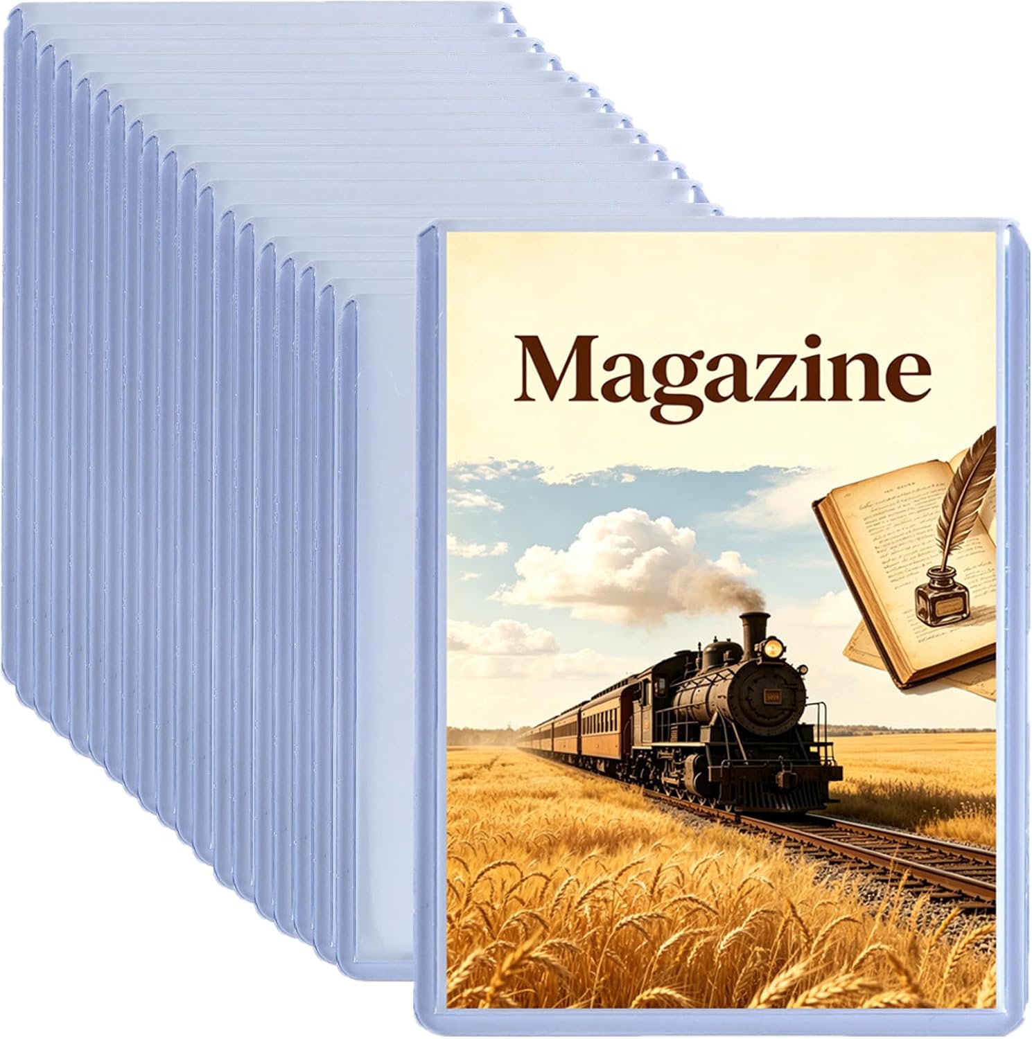 5 Pack Premium Magazine Toploader 9"x11.5" - Crystal Clear PVC Sleeves, Rigid Top Loader Holders for Standard Magazines, Comics, Collectibles & Craft Storage, Archival Protection (5)