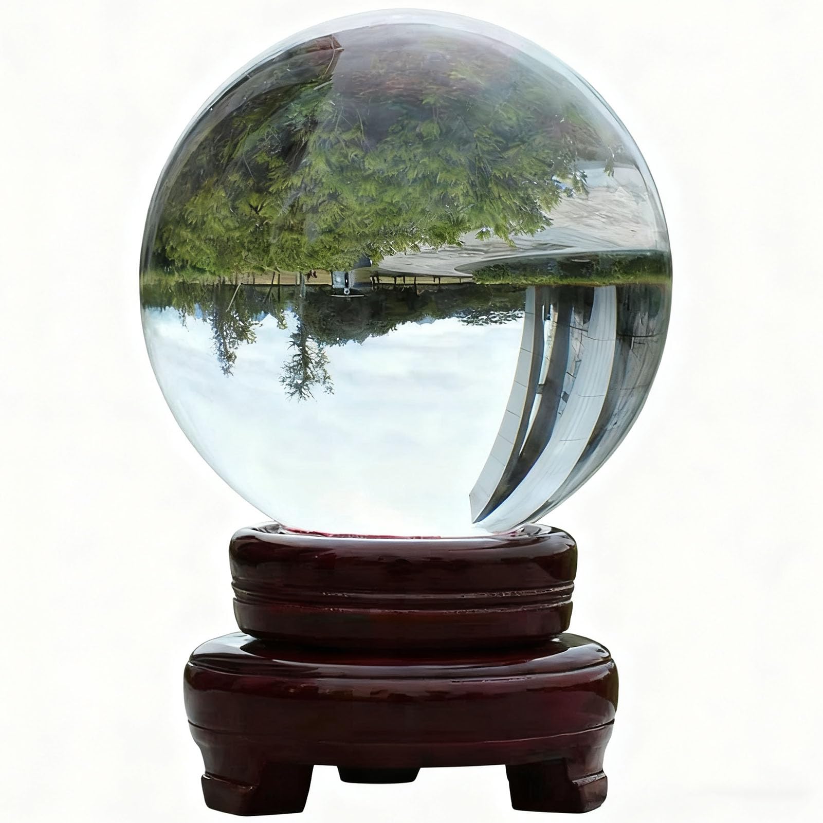 BJXKHFPIV Crystal Ball with Stand for Photography Crystal Sphere Lens Crystal Ball Fortune Teller Mystical Quartz Ball Photography Props Fengshui Divination Spheres Decorative Glass Ball,100mm