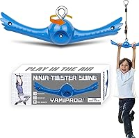 YAMIPROBI Ninja Twister Swing Spins Set: 360° Spinning Handle Slackline Attachment for Kids Ninja Warrior Backyard Play, Blue