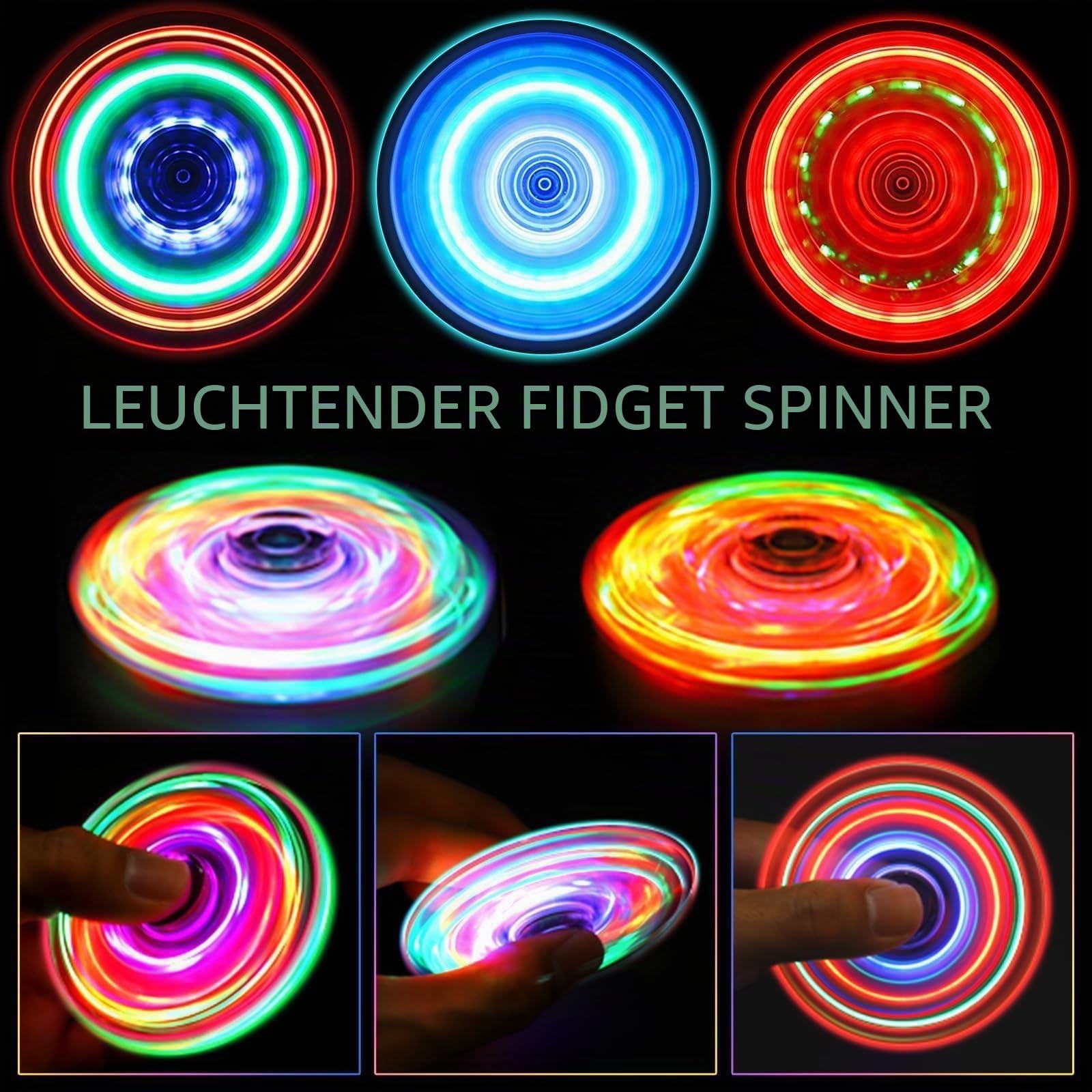 Gigilli Fidget Spinner 12er Pack,Party Favors LED Light Hand Spinner Spielzeug Fidget Toys für Kinder, Stressabbau Anti Angst sensorisches Spielzeug, Party Taschenfüller Geschenk