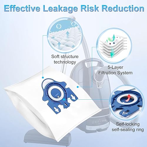 Miniatura 4 de Paquete de 12 bolsas de vacío GN Airclean de repuesto para bolsas de aspiradora Miele AirClean 3D GN, aptas para bolsas Miele GN para aspiradora