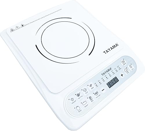 Miniatura 5 de TAYAMA Placa de inducción blanca de 1500 vatios con 8 ajustes