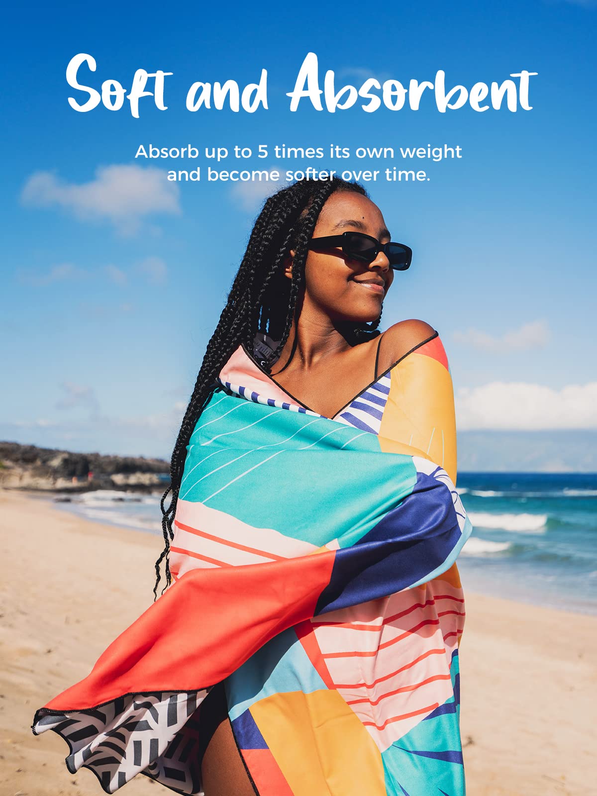 Telo Mare In Spugna ZTYROLJ Stile Hawaiano, 180x90 Cm, XXL Assorbente Con Borsa, Per Spiaggia, Sauna, Viaggi E Piscina