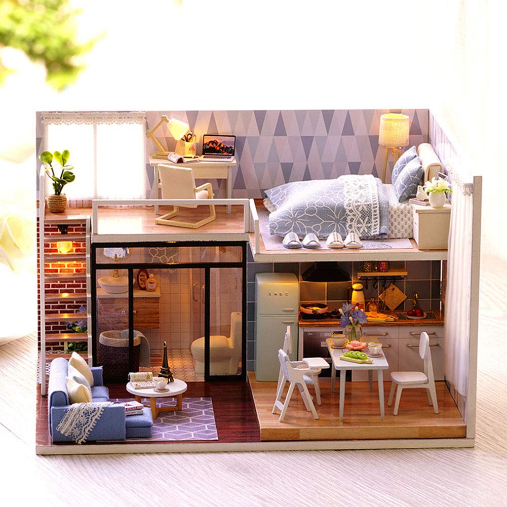 Fabater Puzzle in Legno 3D per Casa delle Bambole Kit Casa delle Bambole Fai-da-te con Mobili, Giocattolo Educativo Fatto a Mano, Miglior Regalo per Ragazze, attività Divertente per la Famiglia