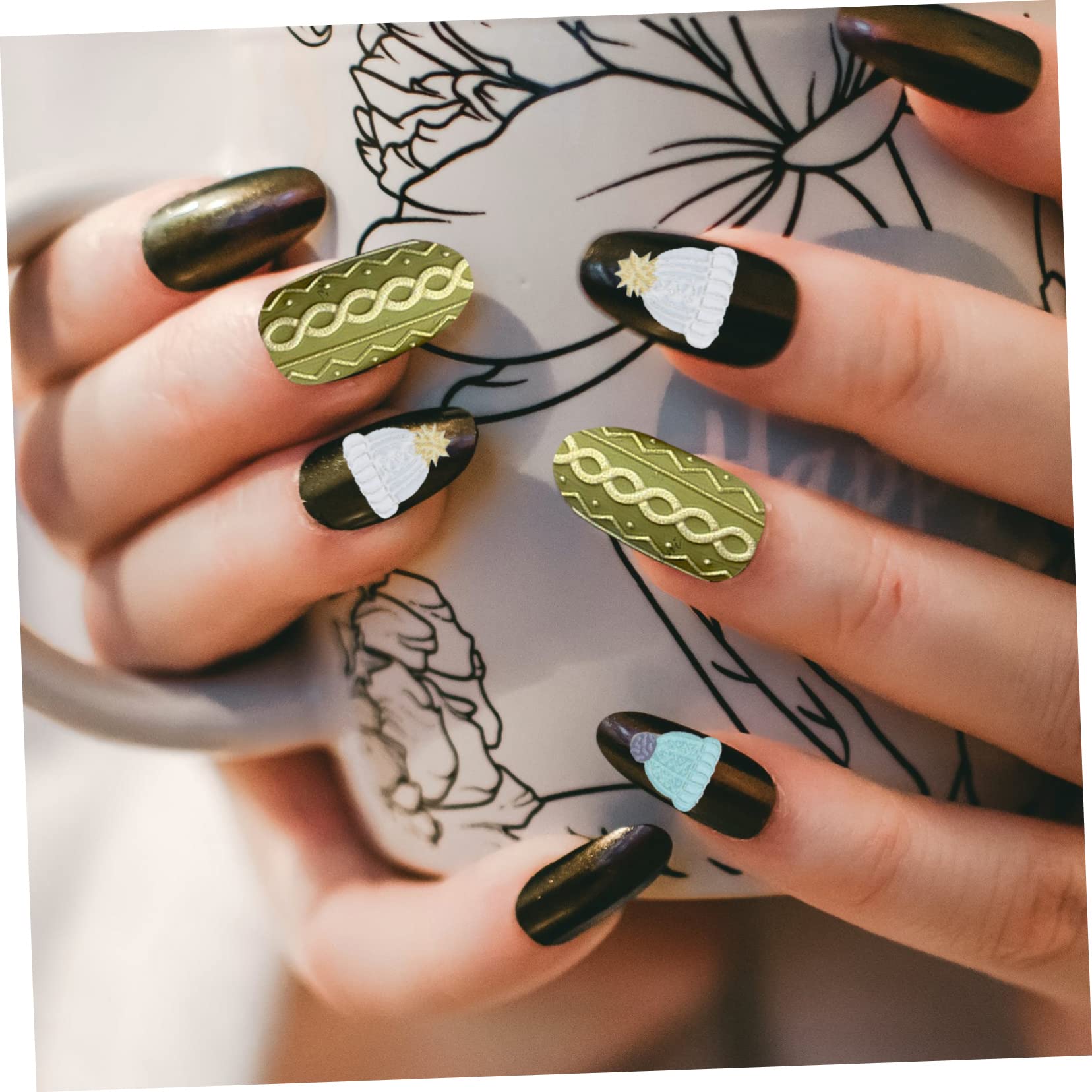 8 Set Adesivi per Unghie Natalizi con e Decorazioni Manicure Festive Design per Nail Art Diy Atmosfera Natalizia