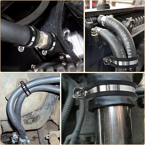 Miniatura 7 de Paquete de 18 abrazaderas de cable de 1-12 pulgadas, abrazaderas de cable de acero inoxidable 304, abrazadera aislada acolchada de goma, soporte de