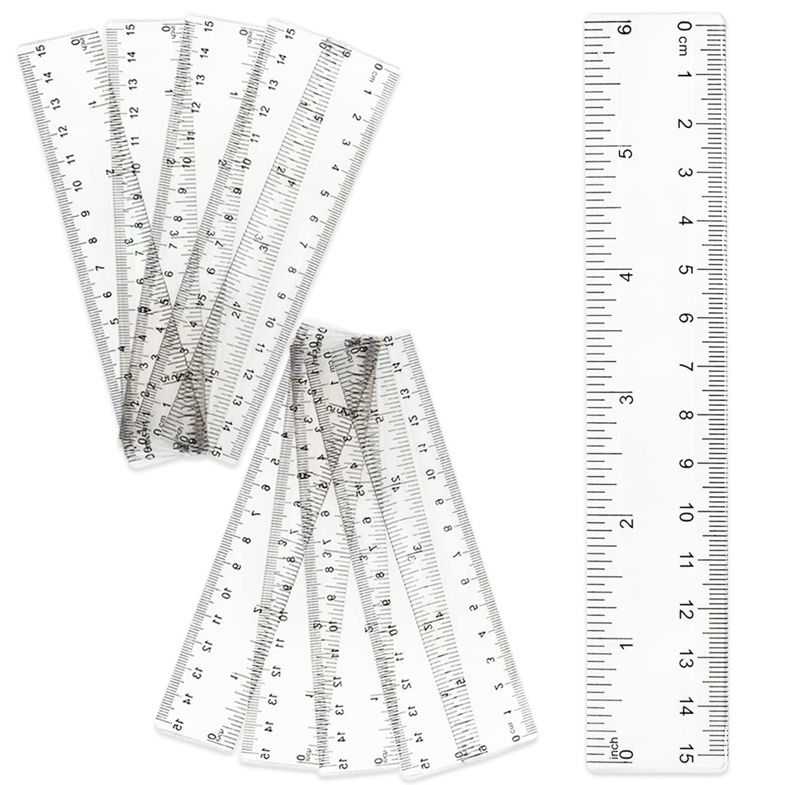 Rebecaskyens Black 5 Pack Clear Plastic Ruler, 15Cm/6 Inch Dual-Scale Transparent Measuring Tool For Student School Office