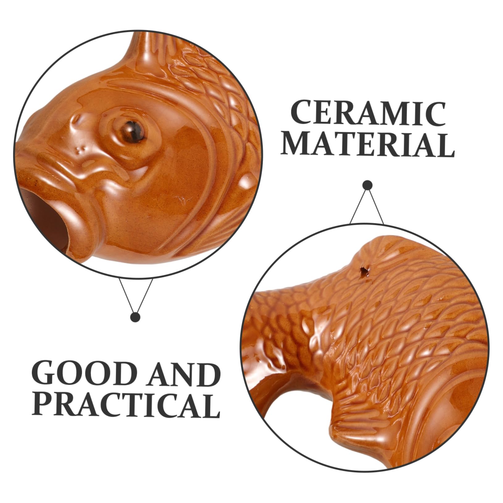 Cabilock Fontana Decorativa Ceramica con Spout Pesce per Giardino e Balcone Accessorio per Circolazione Stile Naturale per Piante e Laghetti