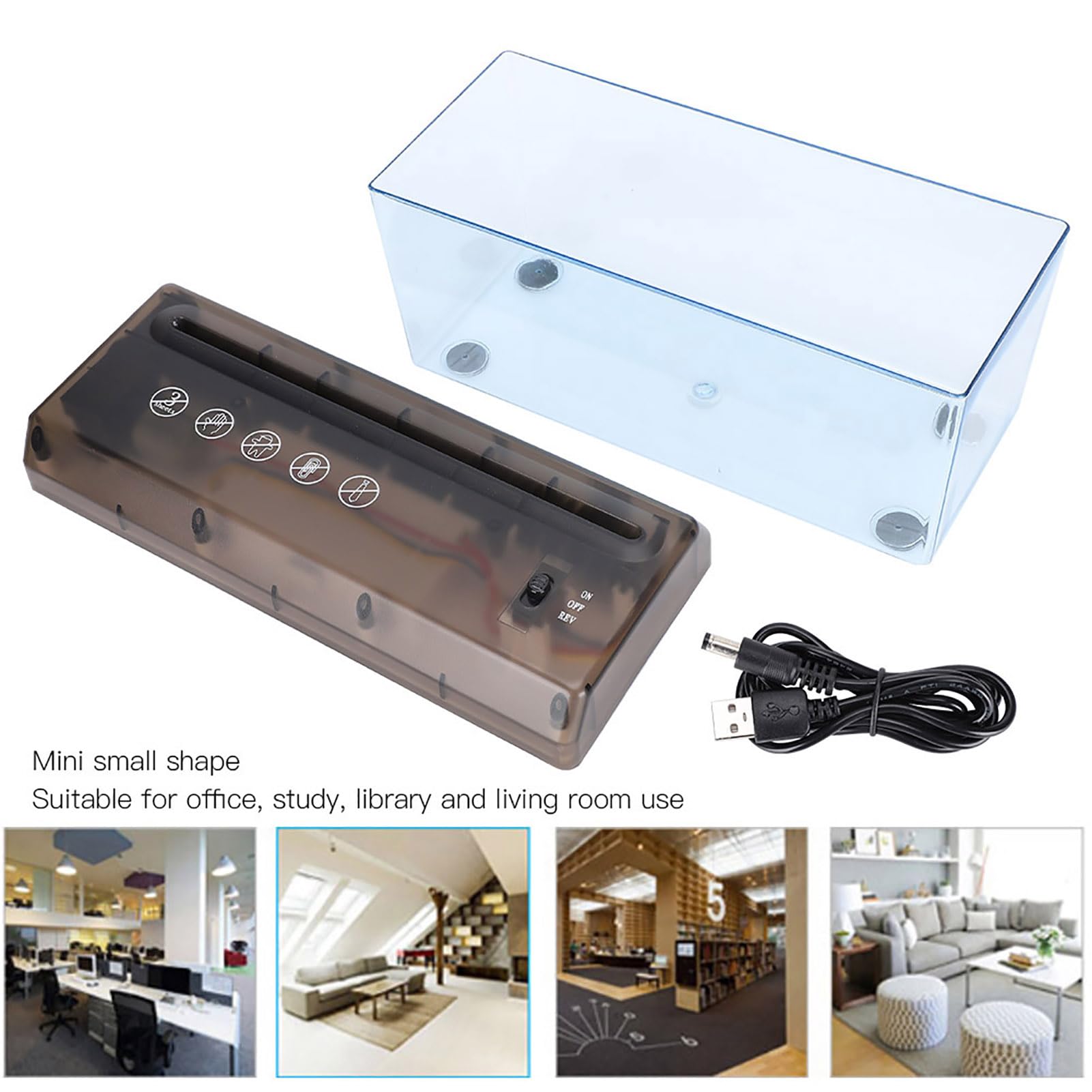 Hidyliu Mini Distruggidocumenti Desktop USB Compatto per Ufficio Domestico Tappetino in Silicone Antiscivolo Formato A4