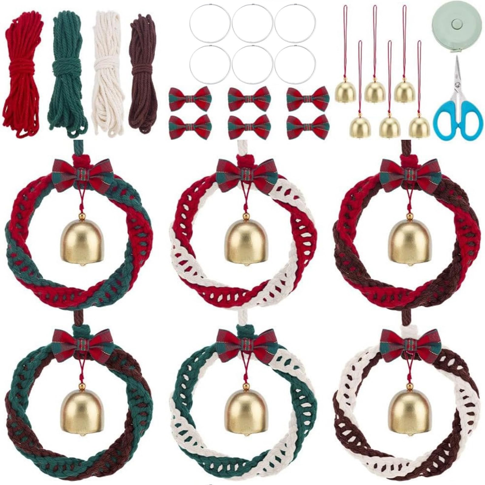 Diys Macrames Christmas Wreath Diys Macrames Holiday Wreath Christmas Tree Hanging Ornament with Instruction Holidays Decors Tree Hanging Ornament