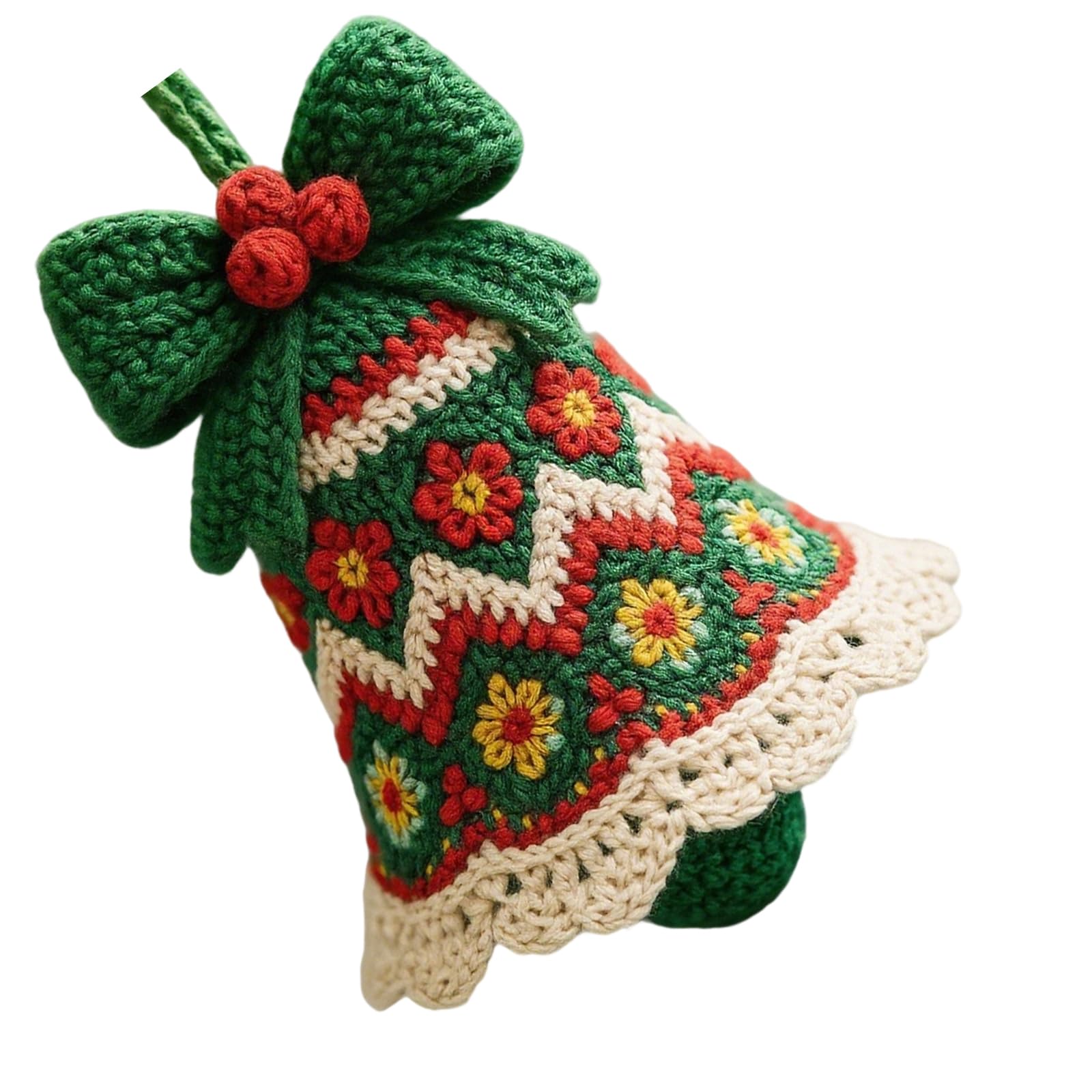 Crochet Christmas Bells Ornament Yarn Washable for Tree Car Door Soft Yarn Christmas Craft
