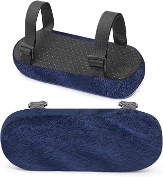 Office Chair Armrest Pads, Ergonomic Memory Foam Office Chair Arm Cover Pads, Comfy Gaming Chair Arm Rest Covers for Elbows and Forearms Pressure Relief, Removable Washable, Adjustable Fit, Set of 2