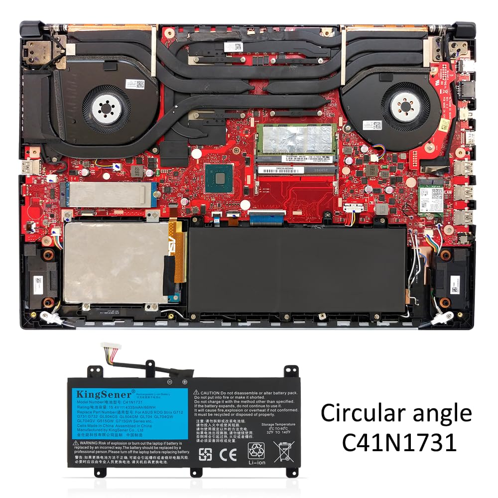 C41N1731 Batteria per PC portatile Asus ROG Strix Scar/HERO II G712 G732 G731 GL504GW GL504GS GL504GM GL704 GL704GW GL704GV GL704GM G715GV G715GW G515GV G515GW 15.4V 66Wh