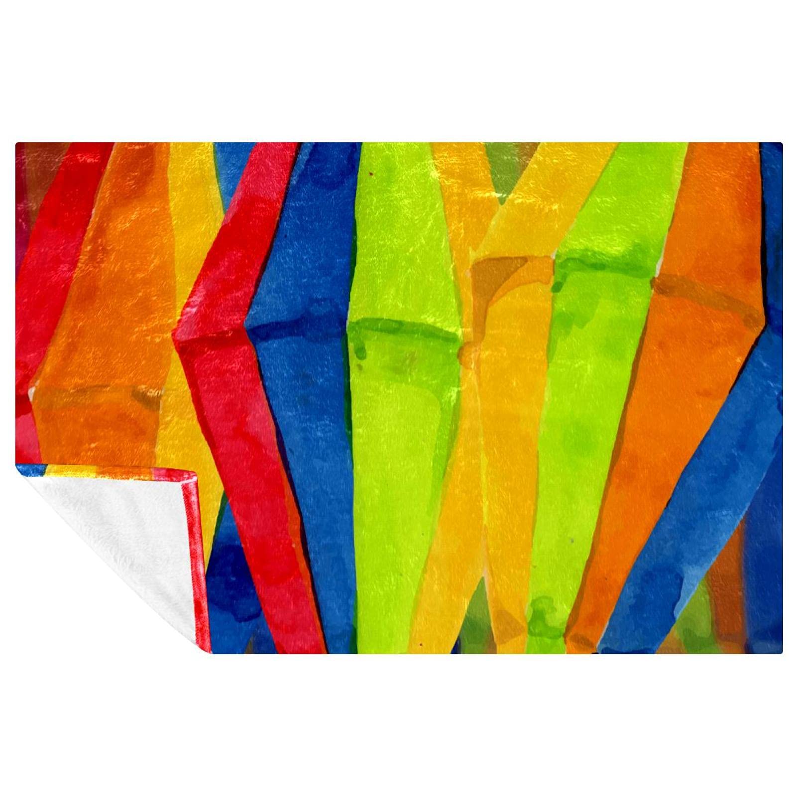 Couverture chaude Festa plaid lit et canapé motif aquarelle 150x100cm