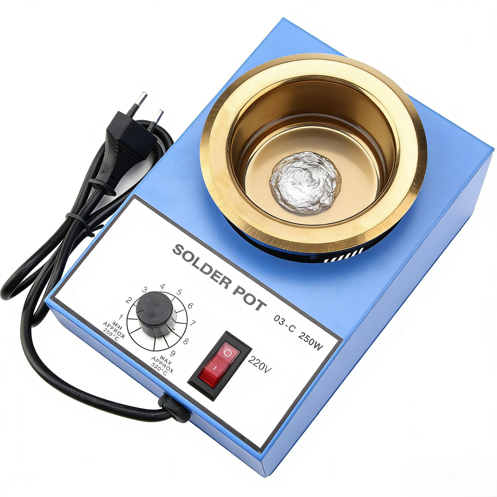 Vaso per saldatura, bagno dissaldante per vaso di saldatura 220 V 100 mm con capacità di 800 g 1200 g per bagno di saldatura e saldatura (spina UE)(250W)