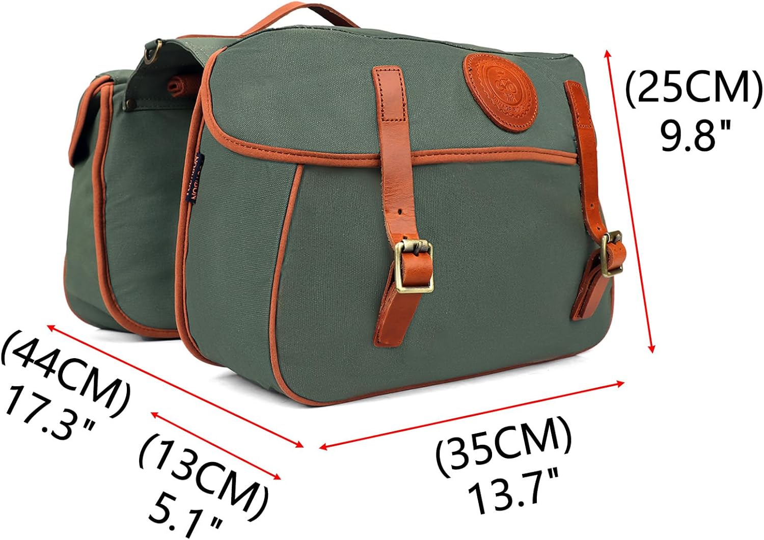 TOURBON Waterproof Canvas Bicycle Bike Rear Seat Carrier Bag Cycling Double Pannier Bag Pack