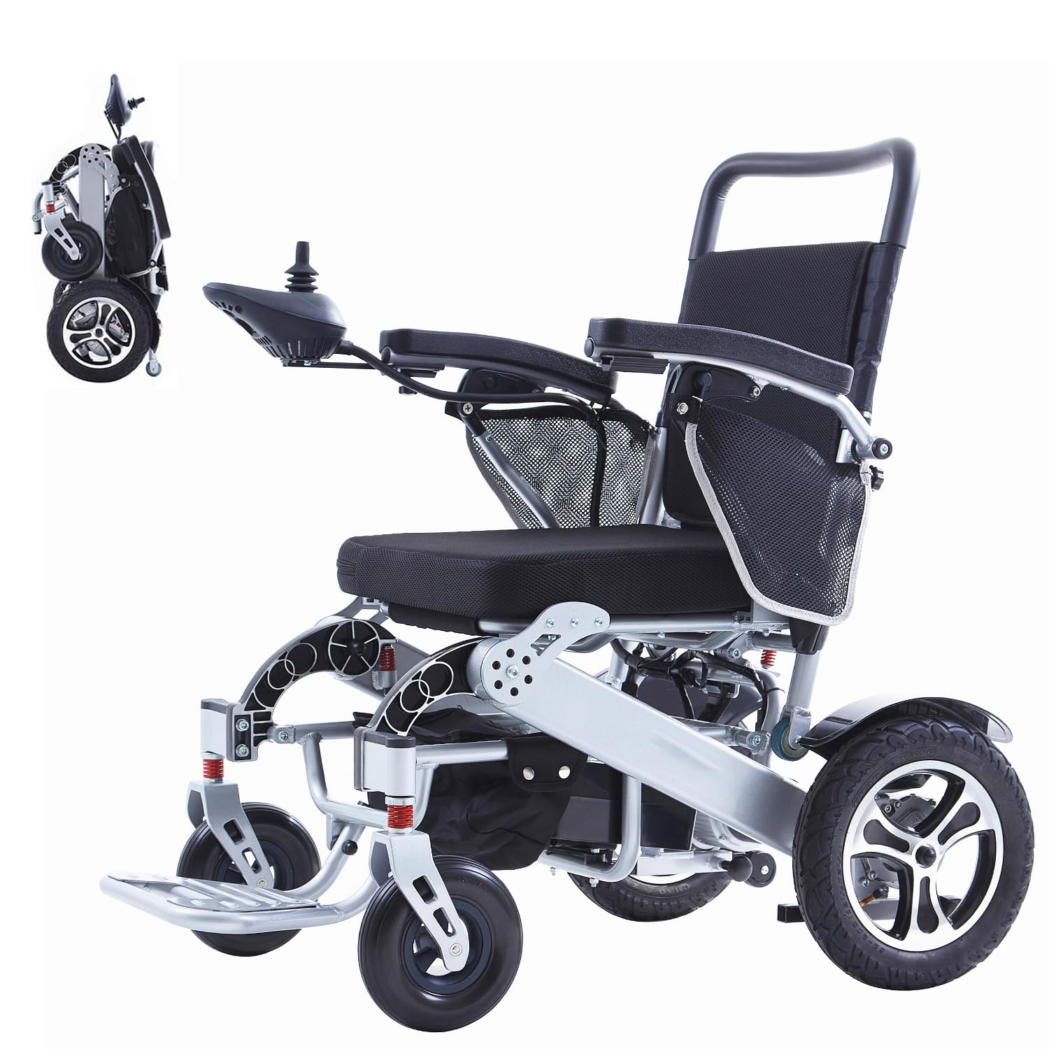 Sedia a rotelle elettrica pieghevole leggera con batterie al litio, modalità auto/manuale per viaggiare facilmente, ideale per adulti e anziani