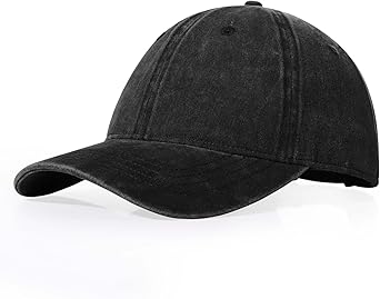 XXL Hats for Men Big Head, Large Baseball Cap for Women, Oversized Trucker Hat Low Crown Hat Washed Plain Denim Dad Hat