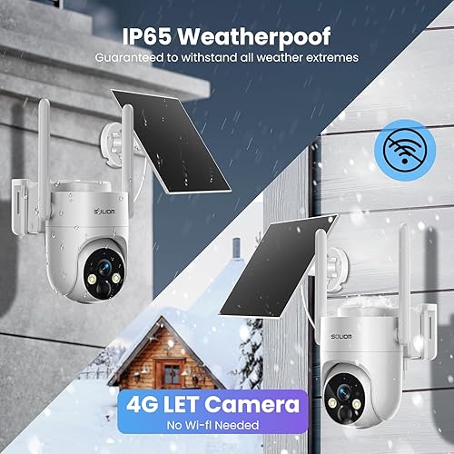 Miniatura 5 de SOLIOM Cámara de seguridad celular S90 4G LTE, sin cámara de seguridad WiFi inalámbrica al aire libre, alimentación solar, vista en vivo de 360,