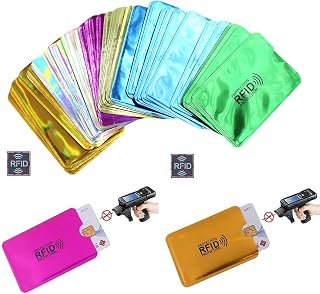 JUMISEE (60 Pack) Holographic RFID Blocking Sleeves, Card Holder Blocking Bank Anti thief Wallet Protect Case Credit Cards Case Safety Identity Theft Prevention