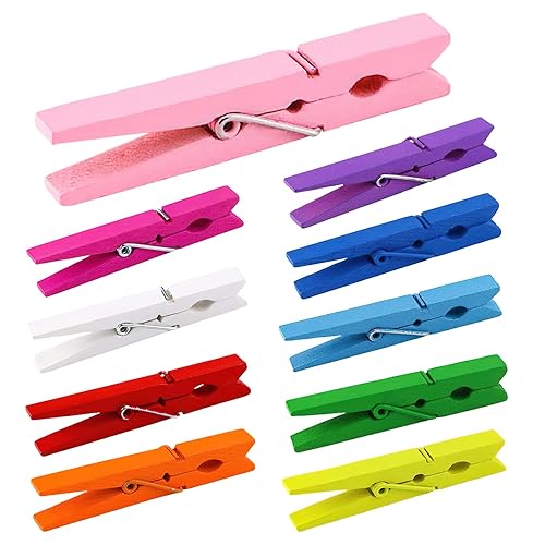 LOTIMOYIA Colored Clothespins 50 PCS, 2.9 Inch Heavy Duty Wooden