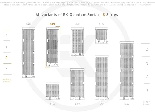 Miniatura 7 de EKWB EK-Quantum Surface S360 Radiador, triple, edición negra, paquete de 2
