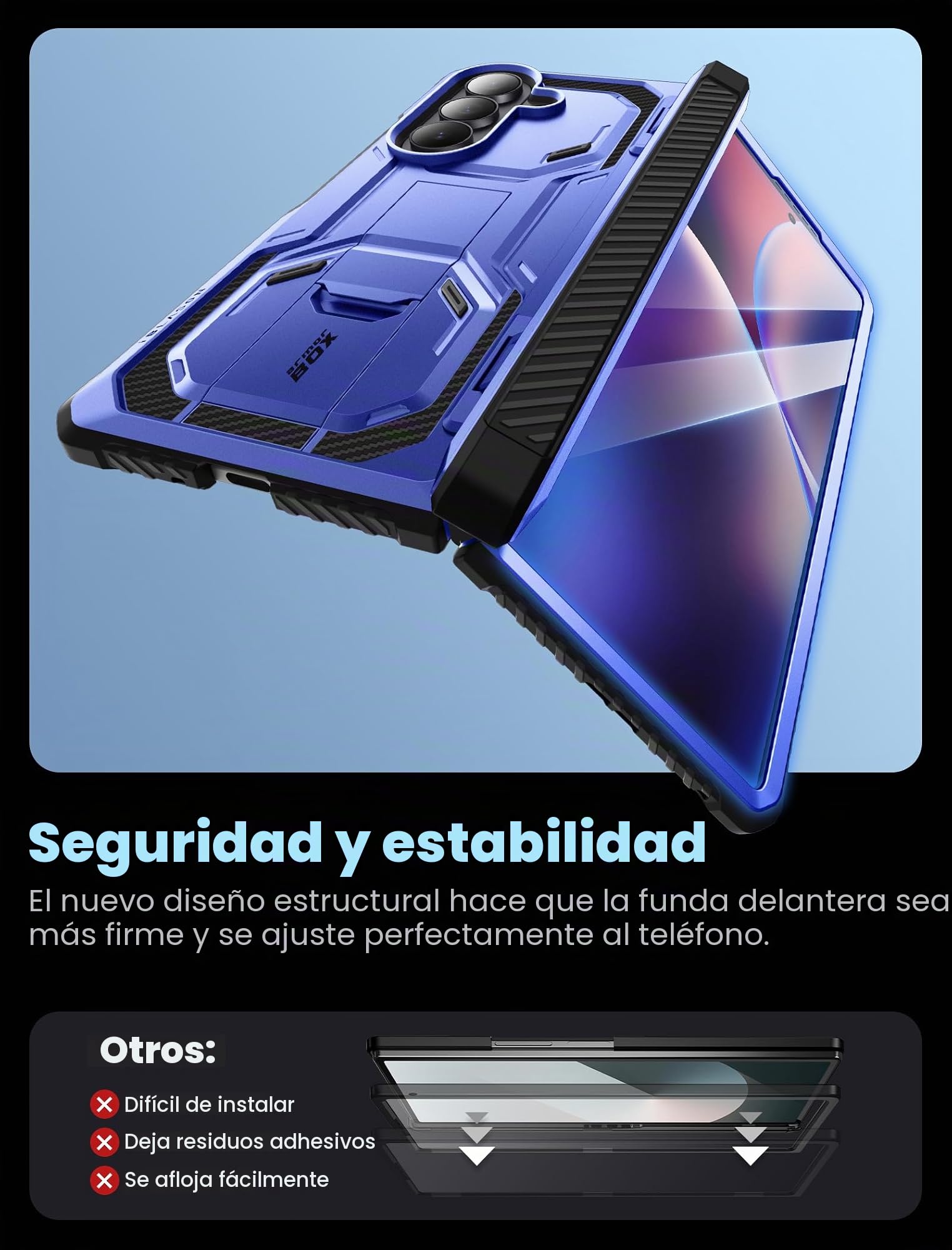 i-Blason Funda con Soporte para Samsung Galaxy ZFold 7 [Armorbox] con Protector de Pantalla de Vidrio Templado [Protección de Bisagra] Protectora Completa Prueba de Golpes Resistente Case (Cobalt)