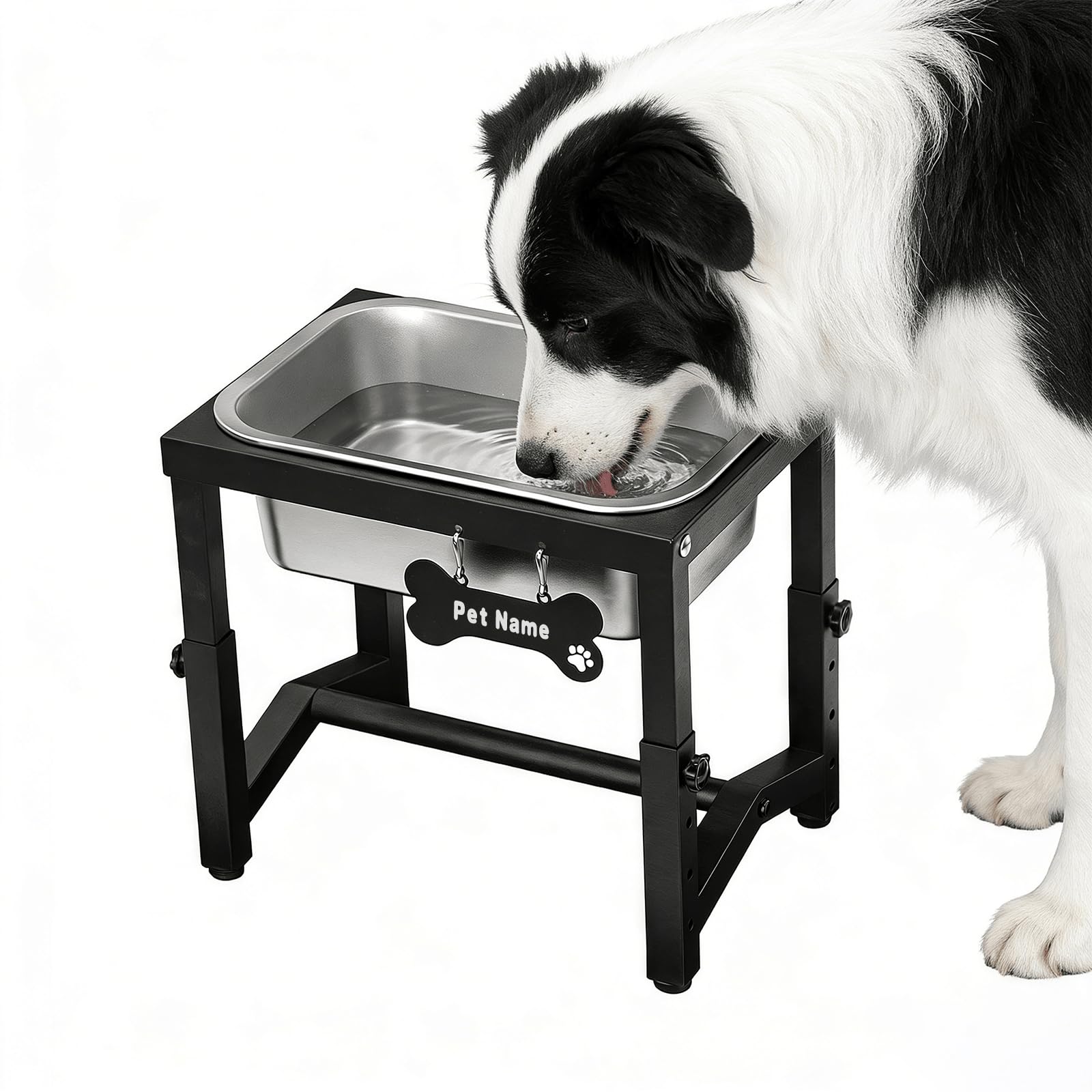 Cuenco de agua grande elevado para perros de 1.2 galones, 4 alturas ajustables de 7.8 pulgadas, 9.2 pulgadas, 10.6 pulgadas, 12 pulgadas, soporte elevado de acero inoxidable para razas pequeñas