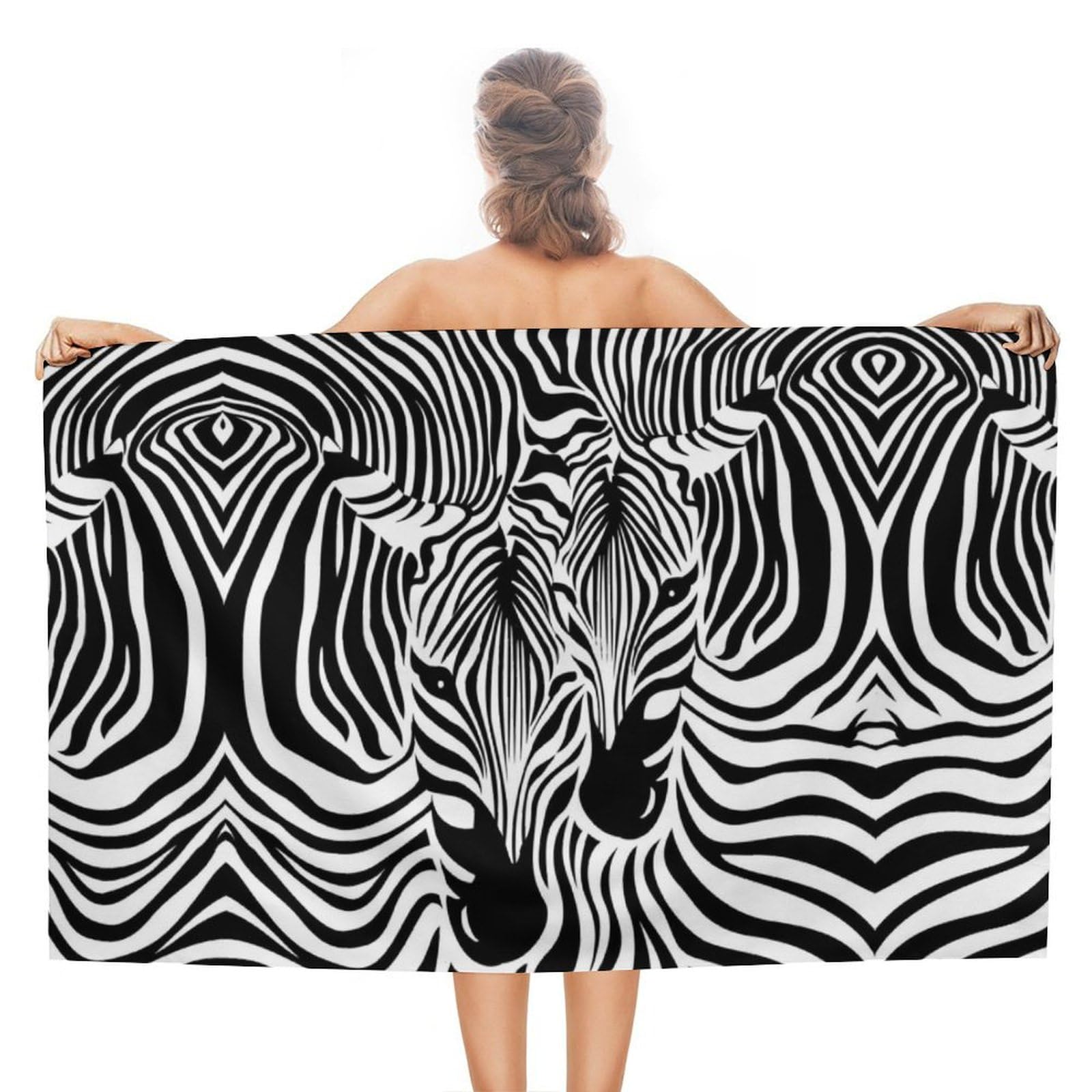LEDFCVSU Beach Towel, Abstract Animal Zebra Bath Towel, Absorbent Towel for Swimming, Sports, Travel