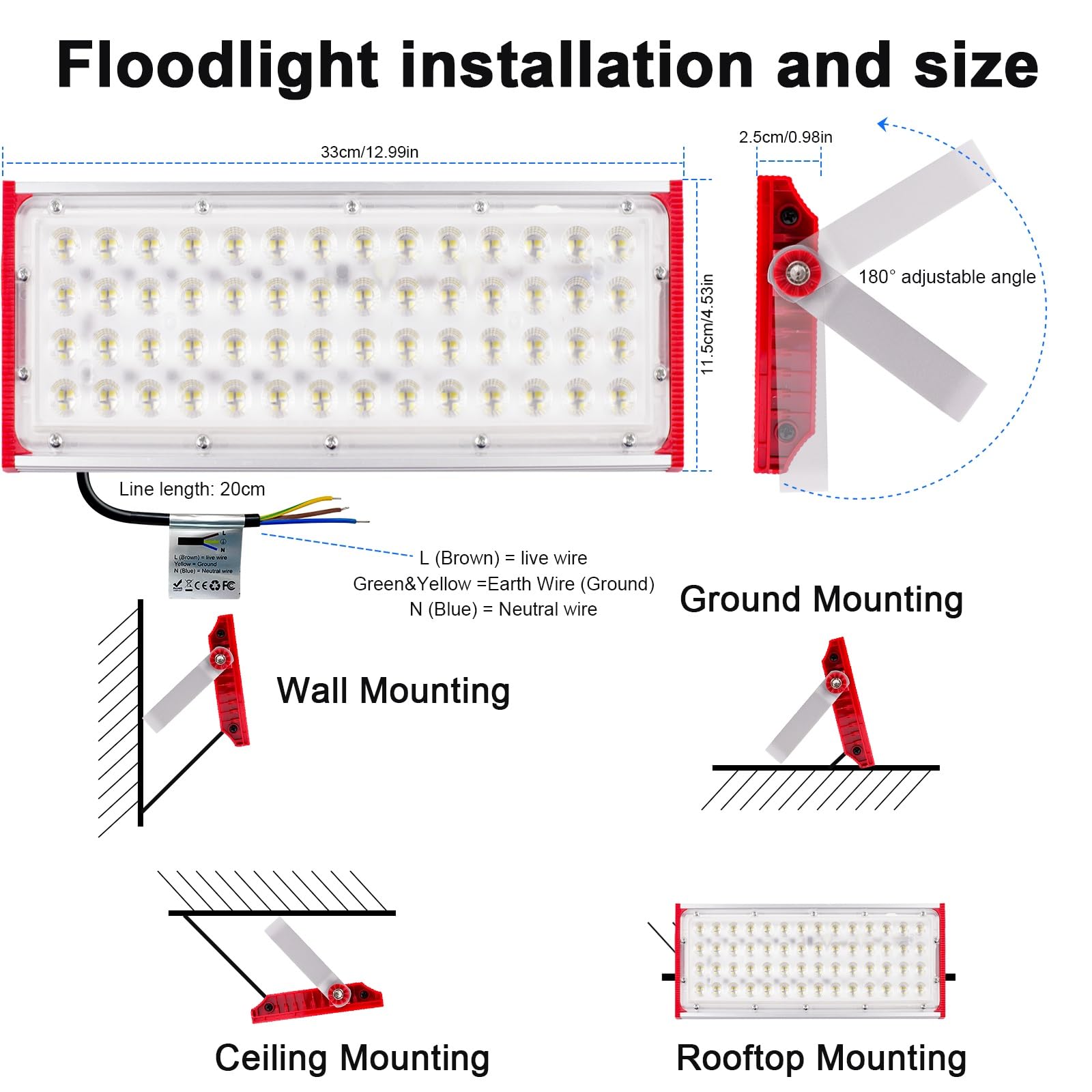 CREATESTAR Faretto Led da Esterno 20000LM 200W, Faretti Led Esterni 6500K luce bianca fredda, 2 Pezzi IP66 Impermeabile Faro Esterno per magazzino giardino garage campo sportivo cortile
