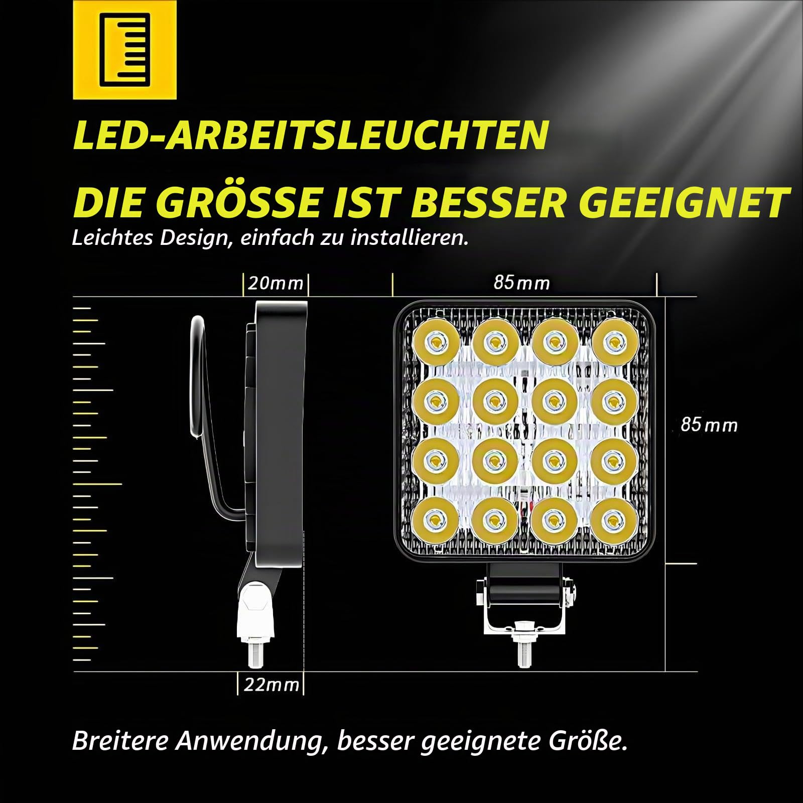 LED Arbeitsscheinwerfer 10 X 48W Mini Zusatzscheinwerfer 12V 24V Offroad Scheinwerfer Spotlight 6000K Wasserdicht IP68 für Trecker KFZ Bagger