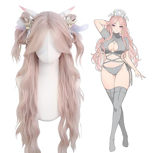 KORURACLUB gradient Wigs cosplay Wig pink Wigs lolita wigs anime Wig halloween Wigs for women (No accessories included) (Misty Rosewood) - Misty Rosewood