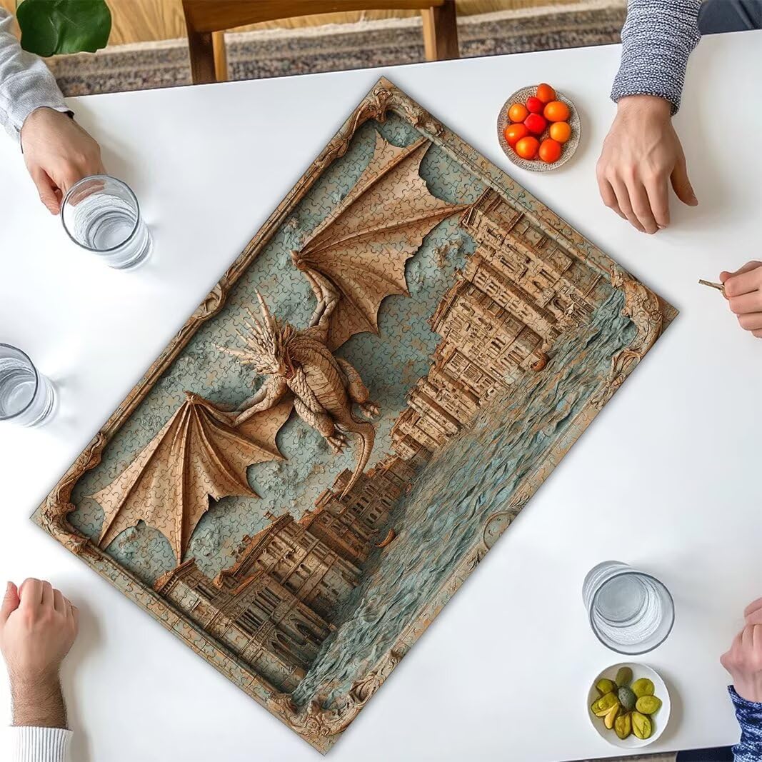 Puzzle 2000 Piezas, Puzzle Dragón de Madera para Adultos, Regalos -2612