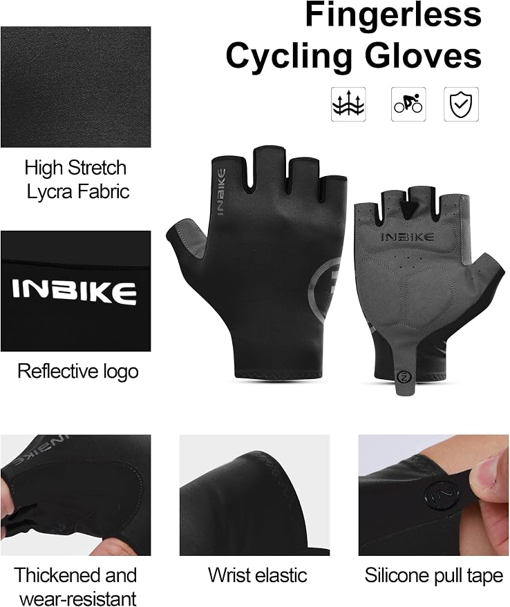 Guantes de ciclismo INBIKE para hombre y mujer, transpirables, ligeros, medio dedo miniatura 5