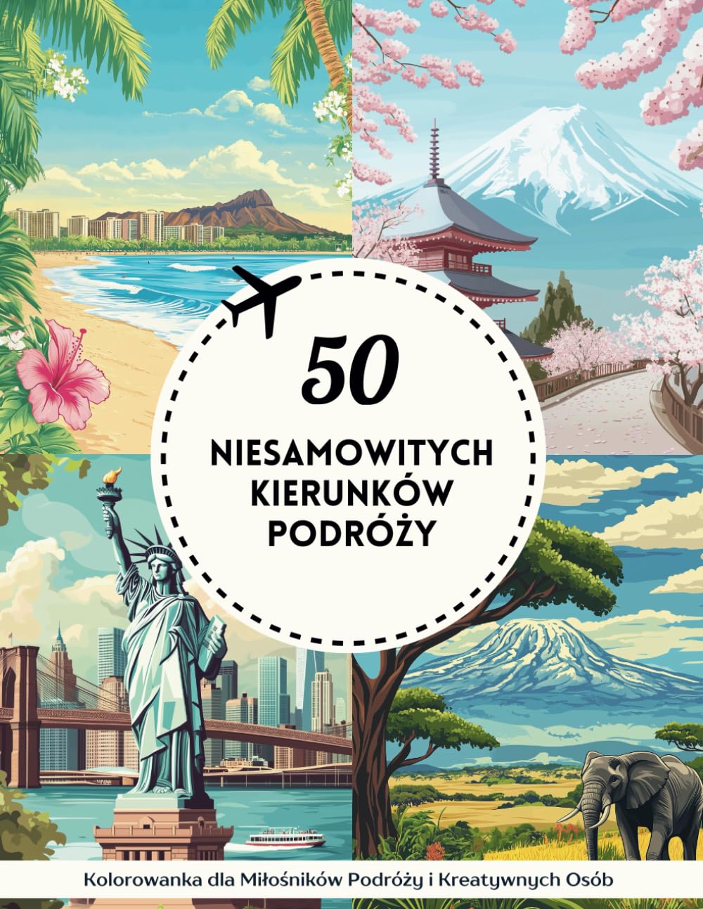 Kolorowanka dla Dorosłych: 50 Niesamowitych Kierunków Podróży: Krajobrazy i Miasta z Całego Świata| Redukcja Stresu i Relaks