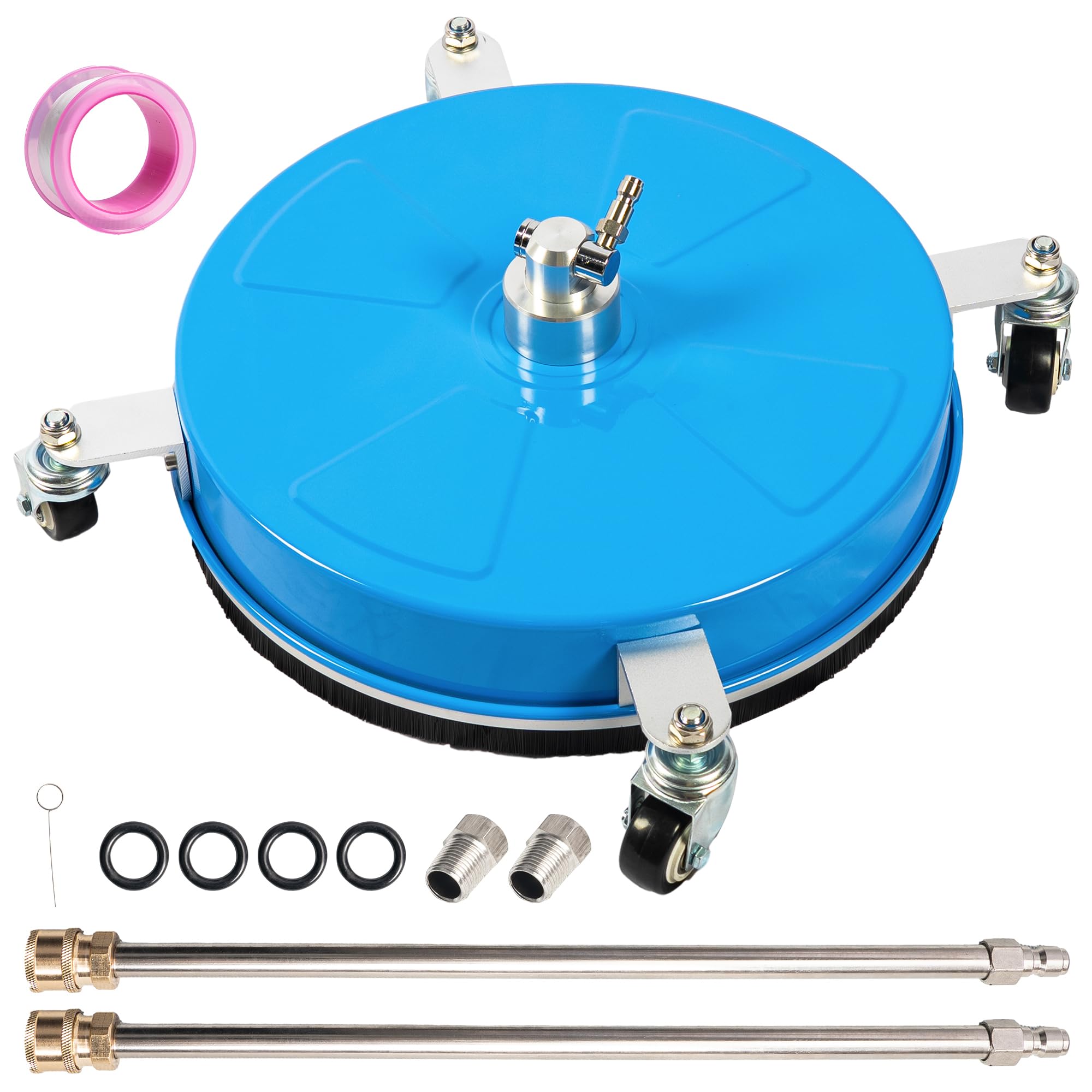 16' Pressure Washer Surface Cleaner with 4 Wheels, Coated Blue Stainless Steel